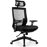 Aiidoits Bürostuhl, Ergonomischer Schreibtischstuhl, Einstellbare Lendenstütze, Höhenverstellbarer Armlehne Kopfstütze, Netzrückenlehne mit wippfunktion, Office Chair 150kg belastb