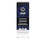 khadi Pflanzenhaarfarbe Reines Indigo I schwarze Haarfarbe mit Indigo I Naturhaarfarbe 100% natürlich und vegan I Zertifizierte Naturkosmetik I 100g