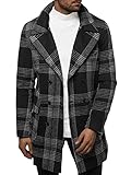 OZONEE Herren Mantel Wintermantel Trenchcoat Farbvarianten Jacke Übergangsjacke Coat Winter Herbst Lang Warm Stehkragen Reverskragen Elegant Klassischer Outdoor Gepolstert JS/JP1193Z SCHWARZ M