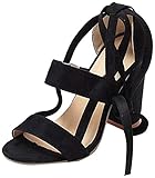 Minetom Damen Riemchensandaletten High Heels Sandaletten Stiletto Party Schuhe Glitzer Elegante Abendschuhe A Schwarz EU 40