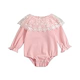 0-18 Monate Neugeborenes Baby Mädchen Floral Spitze Rüschen Strampler Spielanzug Säugling Niedlich Langarm Bodysuit Jumpsuit Einteiler Outfit Kleidung, rose, 3-6 M