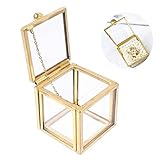 Glass Jewelry Box,Geometrische Schmuck Box,Schmuckschatulle Aus Metall Und Glas,Jewelry Trinket Glass Box,For Storage And Display Rings, Earrings And Flower(5*5*6cm)