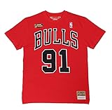 Mitchell & Ness Dennis Rodman #91 Chicago Bulls NBA Name & Number Tee Red T-Shirt - XL