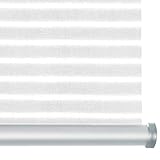 casa pura® Rollo Deluxe Stripe White | Blickdicht & lichtdurchlässig | Klemmrollo für Fenster, auch ohne Bohren anbringbar | mit Metallschiene und -Kette | 9 Größen (60x150cm)