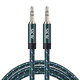 SKW Aux Kabel 3.5mm Audio Kabel (Hi-Fi-Sound), 3,5 mm-Klinkenstecker auf 3,5 mm-Klinkenstecker/Audio-Klinkenkabel/Kopfhörerkabel (1M, Grün)