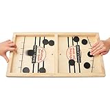 MOMSIV Schnelles Sling Puck-Spiel, Lustiges hölzernes Sling Puck-Gewinner-Brettspiel Brettspiel Tisch Eltern-Kind Interaktives Spielzeug-Partyspiel fü