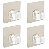 Irich 4 Pack Besenhalterung Wand Selbstklebend, Ohne Bohren Mop Besen Halter Organizer, Robuste Gerätehalter Besenhalter für Haushalt Besen Bad Badezimmer Küche G