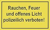 Metafranc Hinweisschild 'Rauchen, Feuer, offenes Licht verboten!' - 400 x 250 mm / Beschilderung / Verbotsschild / Warnschild / Warnmarkierung / Sicherheitsmarkierung / Gefahrenhinweis / 500440