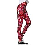 TYTUOO Leggings Gym Day für Yoga Laufen Lovesy Pants Streifen Pilates Damen Skinny Print Valentine Hosen, rot, 41-44.5