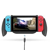 Lammcou Switch Halter für Nintendo Switch Controller Griff Hülle Ständer Grippro Grip Case Handgriff Halter Ladegriff mit Spiele Aufbewahrungsbox für Switch Spiele Splatoon FIFA Yoshi's - Schw