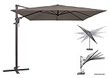 Madison Ampelschirm Monaco Flex 300x300 cm in Taupe Greige inklusive Ständer, sowohl axial als auch am Mast verstellbar, UV-Schutz 50