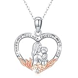 Herz Kette Damen, Mutter Tochter Halskette Anhänger 925 Sterling Silber Schmuck Muttertagsgeschenke Weihnachtsgeschenke für Frauen M