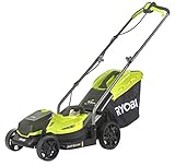 Ryobi Akku-Rasenmäher (Schnittbreite 33 cm, Schnitthöhe verstellbar, mit 35 l Fangsack, mit Akku + Ladegerät) RLM18C33B25