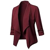 Lomelomme Blazer Damen Schwarz Kurz 3/4 Arm Strickjacke für Damen mit offener Vorderseite und Langen Ärmeln Frauen Langarm Cardigan Blazer Elegant Festlich Große Größ