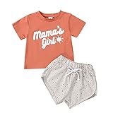 Jugen Mädchen Kleidunganzug T-Shirt + Short Zwei Stücke Kleinkind Bekleidung Set Freizeitkleidung Streetwear Outwear Sommer Shirt Short mit Kordelzug (Braun Mädchen, 6-12 Monaten)
