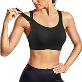 CHUMIAN Sport BH Damen Starker Halt Große Brüste Push Up BH Damen Ohne Bügel Kletterverschluss Bra Lauf Fitness Yoga Bra (Schwarz, XXL)