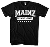 College City Mainz Herren T-Shirt | Stadt - Mainz Skyline - Fussball - Mainz Shirt - Ultras | Schwarz (S)