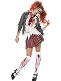 Halloween! Smiffys Zombiekostüm High School Horror Schulmädchen, Grau, mit Jacke, integriertem Hemd, Krawatte und Rock