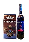 Bio Rotwein & Cookies| Bio Rotwein| Rotwein Italien| Bio Cookies mit Schokolade| (Schoko, Rotwein 0,75)