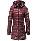 JGSDJWIAS Herbst Winter Frauen Ente Downs Jacke Slim Parkas Damen Mantel Lange Kapuze Plus Größe Ultraleichte Oberbekleidung (Color : Burgundy, Size : S)