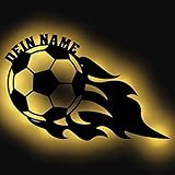 Fußball Nachtlicht Schlummerlicht Geschenk Deko Holz led Wand-Lampe personalisiert mit Namen für Kinder Jungs Mädchen Junge zum Geburtstag I Batteriebetrieb