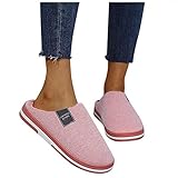 Hausschuhe Damen plüsch,Damen Latschen Sommer,Hausschuhe Damen Fluffy Slippers Soft Furry Open Toe mit Elastischem Riemen Parallelband Rutschfester Heimschuh H