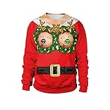 Weihnachten Pullover Jumper, Herren Damen Unisex Lustige Sweatshirts hässliche 3D Printed Grafik Santa Long Sleeve Shirt Weihnachtspullover Zum Pub Rentier Neuheit Strickpullover Jumper Ob