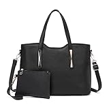 Miss Lulu Henkeltasche Damen Tasche 2 tIg. Shopper Reise Schultertasche,Schw