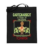 Chorchester Gartenarbeit ist billiger als Therapie - Jutebeutel (mit langen Henkeln)