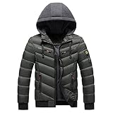 Zhiyao Herren Daunenjacke Winddichte Steppjacke Übergangs Jacke mit Kap