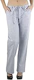 ToBeInStyle Damenhose mit hoher Taille, Boot-Cut, Leinenhose mit Kordelzug, Blau,
