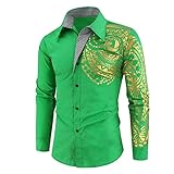 QWERD Herren Freizeit Hemden Businesshemd Shirt Tops Mode Langarmlig Men's Casual Dress Slim Fit Bronzing Drucken Herren Freizeit Hemden Langarm-Hemd Button Down Long Sleeves Dress Shirts Tops M-3XL