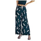 STOREYH Frühling Druck Weites Bein Hose Damen Elegant High Waist Loose Flare Hosen Retro Haremshose Tanzhosen Freizeit Fotografie Stützen Pluderhose für F