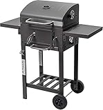 ACTIVA Grill Grillwagen Angular, Schwarz, Holzkohlegrill BBQ Barbecue, Holzkohle-Grill mit Deck