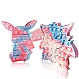 BIEZIAYA 2PCS Pop it Fidget Toys Push it Bubble Fokus Halten Waschbar Anti-Stress-Spielzeug Sensorisches Spielzeug Autismus Lindert Angstzustände Für Kinder und Erw