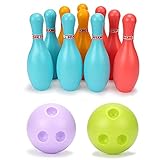 Kinder Bowling Ball Set Pädagogisches Spielzeug Geschenk Kinder Bowlingkugel Boule Spiele Mit 10 Kegel Und 2 Bälle In Netzbeutel Drinnen Draußen Spielzeug Für Kinder Jungen Mädchen Ab 3 4 5 6 J