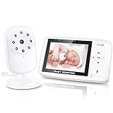 Babyphone mit Kamera OLEKE Baby Monitor 3,5-Zoll-LCD-Bildschirm Nachtsichtkamera Dual Audio Funktion Gegensprechfunktion VOX-Modus Nachtsicht Rückgespräch Temperaturprüfung S