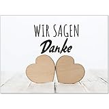 15 x Hochzeits-Dankeskarten - Holz Herz Zwei 2 Wir sagen Danke - Danksagungskarten für Ehepaare um Danke zu sagen nach Hochzeit, Polterabend oder H