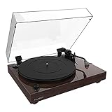 Fluance RT83 Referenz High Fidelity Vinyl Plattenspieler mit Ortofon 2M roter Kartusche, Geschwindigkeitsregelungsmotor, Massivholzsockel, Vibrationsisolationsfüße, W