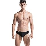 Lantra Besa Einfarbig Herren Badehose Slip Bikini Bottom für Sommer Schwimmen MEHRWEG (Typ 15) - Schwarz (Europäische Größe XXL)