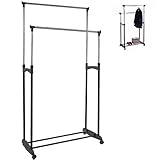 Kleiderständer mit Rollen 160cm x 82cm Kleiderstange Garderobe Garderobenständer Kleiderbügel S