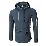 Yowablo Sweatshirt Hoodie Herren Herbst und Winter einfarbig seitlicher Reißverschluss mit Kapuze Slim (XXL,10Grau)