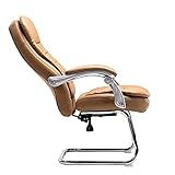 Home Office Stühle Verstellbarer Liegestuhl, Ergonomisches Design Esszimmerstühle Mit Hoher Rückenlehne Weich Gepolstert, Stabile Chrom Stuhlbeine Und Kunstleder Bürostuhl (Farbe : Braun)