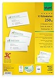 SIGEL LP800 Visitenkarten 3C, 100 Stück (10 Blatt), hochweiß, glatter Schnitt rundum, 250 g, 85x55 mm - weitere Stück