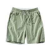 NP Sommershorts für Herren, einfarbig, bunte Strand-Shorts, atmungsaktive Baumwolle, grün, XXX-Larg