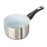 Genius Cerafit Mont Blanc Stielkasserolle Ø 16 cm mit Antihaft-Beschichtung - Kochtopf mit besten Ergebnissen induktionssgeeignet cooking pot Edelstahl-Top