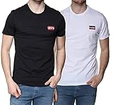 Levi's Herren 2Pk Crewneck Graphic T-Shirt, 2 Pack Sw White/Mineral Black, 3XL