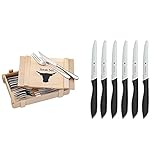 WMF Steakbesteck 12-teilig, Steakbesteck Set für 6 Personen, Steakmesser, Steakgabel & Classic Line Frühstücksmesser Set 6-teilig, 23 cm, Brötchenmesser Wellenschliff, Brotzeitmesser, schw