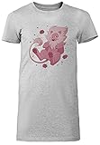 Floral Lion Damen T-Shirt Kleid Lang Grau Rundhals Leichtes Lässiges Kurzarm Women's Grey Crew Neck Casual Short S