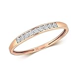 Funkelndes Feuer Stylischer 9 Karat (375) Rotgold Halb Eternity Damen - Diamant Ring Brillant-Schliff H - I1 WJS211789KR